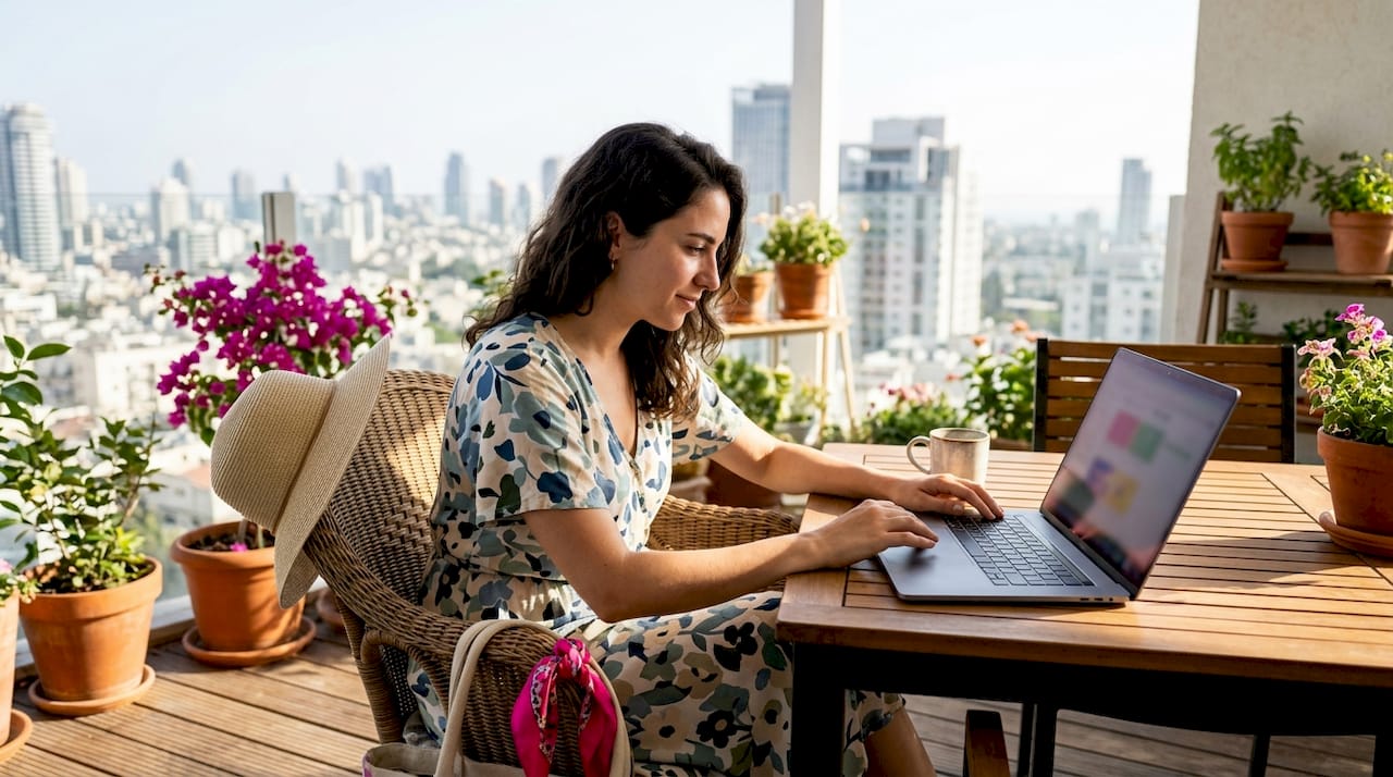 Woman browsing swimwear online at home