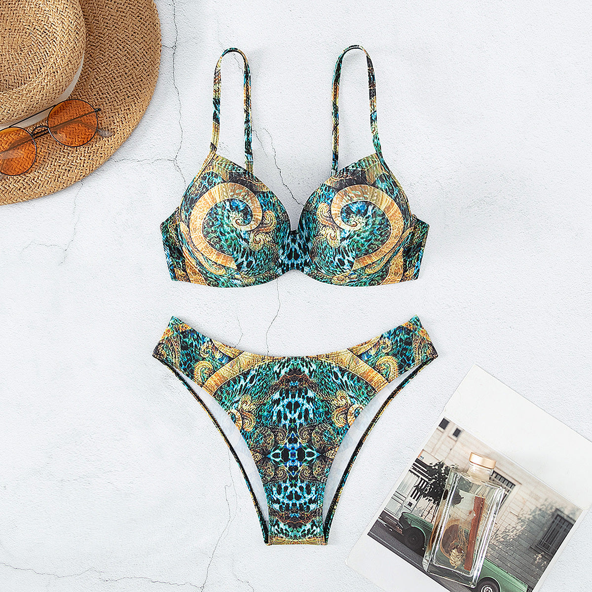 Gathering Steel Bracket Tribal Totem Printed Bikini Beach Clothing