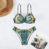 Gathering Steel Bracket Tribal Totem Printed Bikini Beach Clothing
