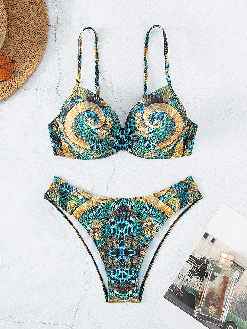 Gathering Steel Bracket Tribal Totem Printed Bikini Beach Clothing