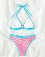 Contrast Color Halter Mesh Bikini Top