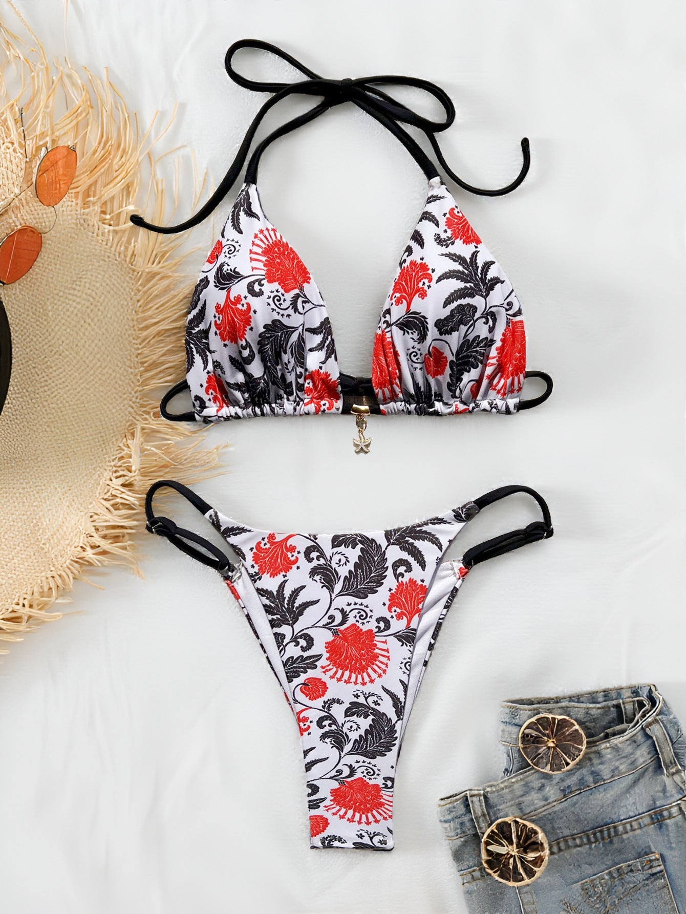 Double Bandage Printed Bikini Set