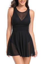 Solid Color Block Sleeveless Fit Ruffle Swimsuits