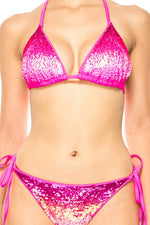 TWO PIECE OMBRE GLITTER SEQUINS BIKINI