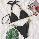 Halter Retro Bikinis Triangle Diamond Chain Bathing Suits De Bikini Top