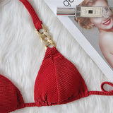 Halter Retro Bikinis Triangle Diamond Chain Bathing Suits De Bikini Top