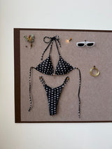 Strap Splicing Color Polka Dot Girl Bikini Set