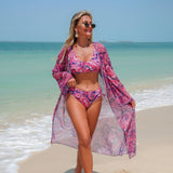 's Sets Cashew Print Long Sleeve Blouse Bikini
