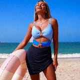 Color Matching Mesh Bikini One Piece Swimsuit