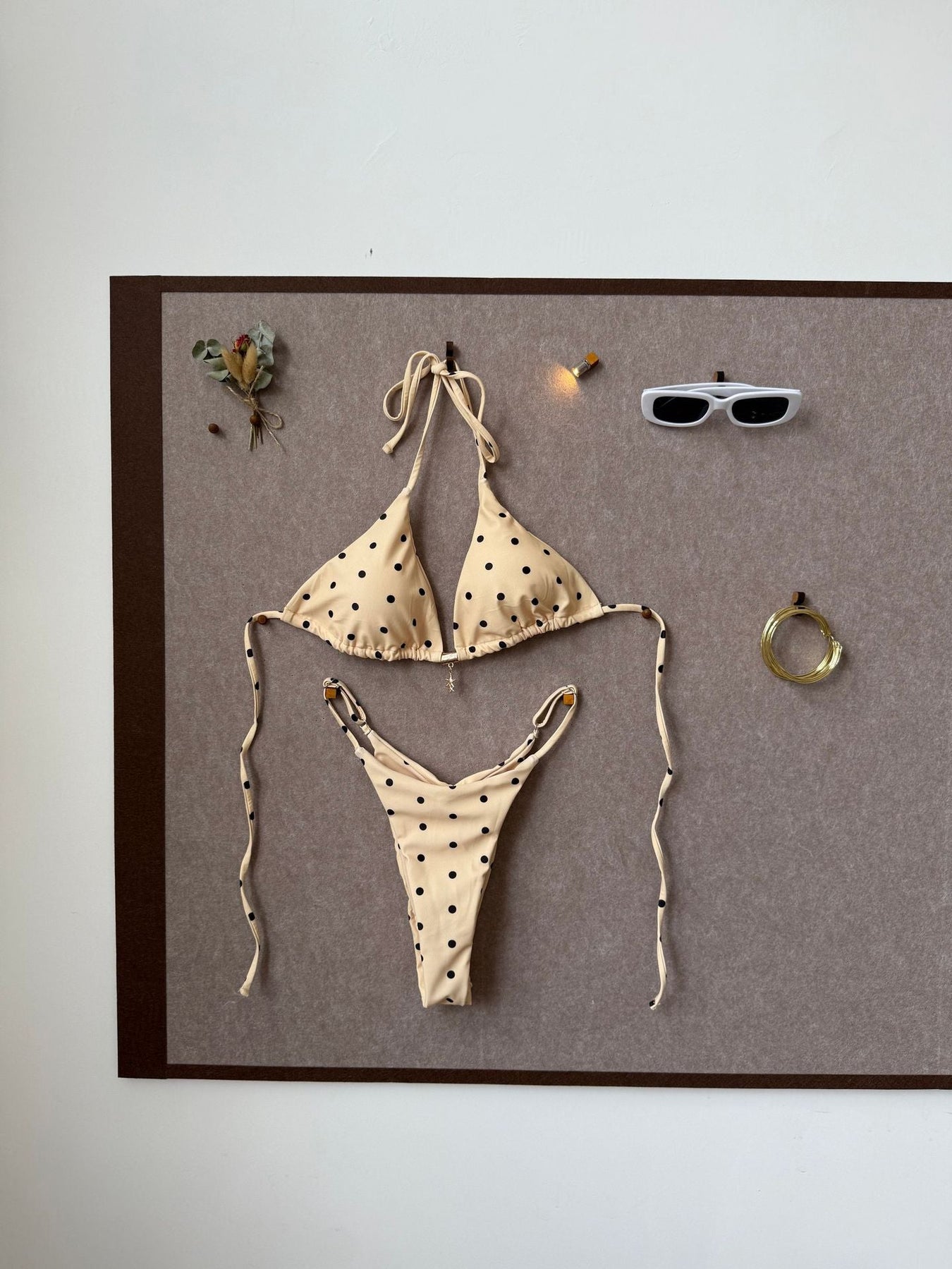 Strap Splicing Color Polka Dot Girl Bikini Set