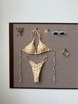 Strap Splicing Color Polka Dot Girl Bikini Set