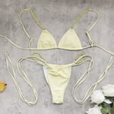 Solid Mini Low Waist Bikini Set