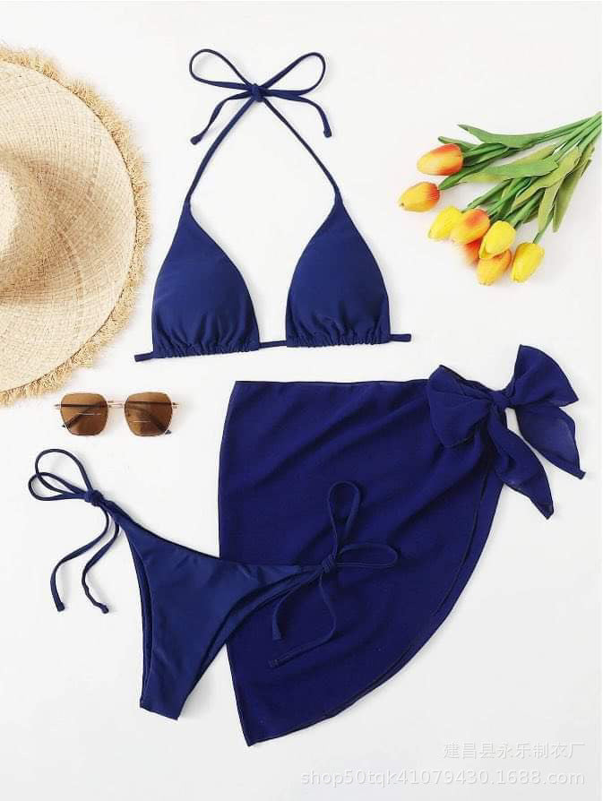 Solid Triangle Bandage Bikini Top