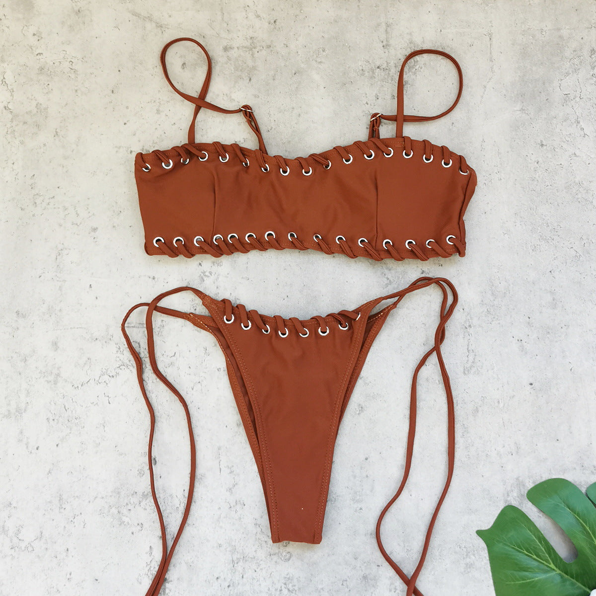Tube Low Waist Strap Triangle Bikini Top