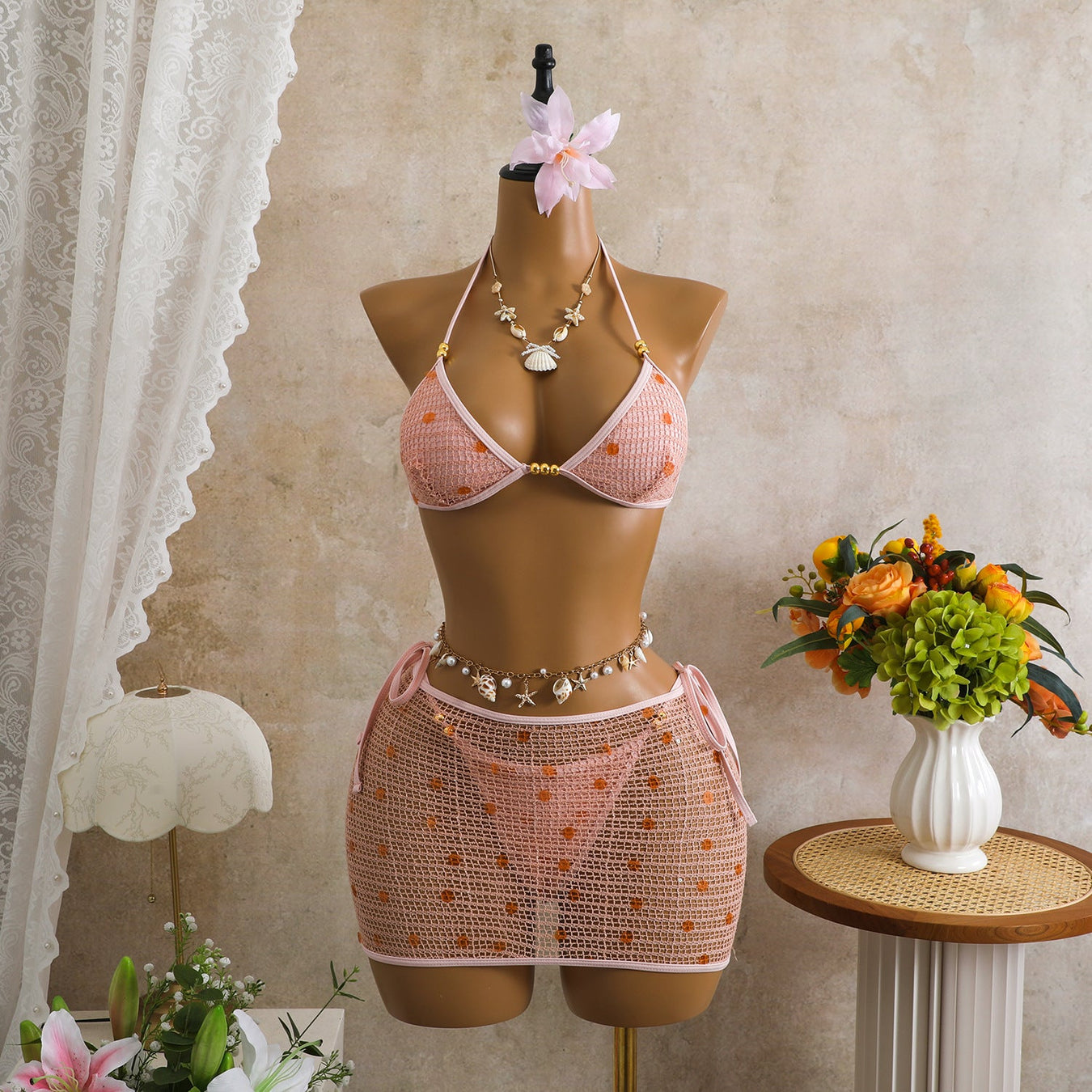 Retro Mesh Sequ Bikini Set