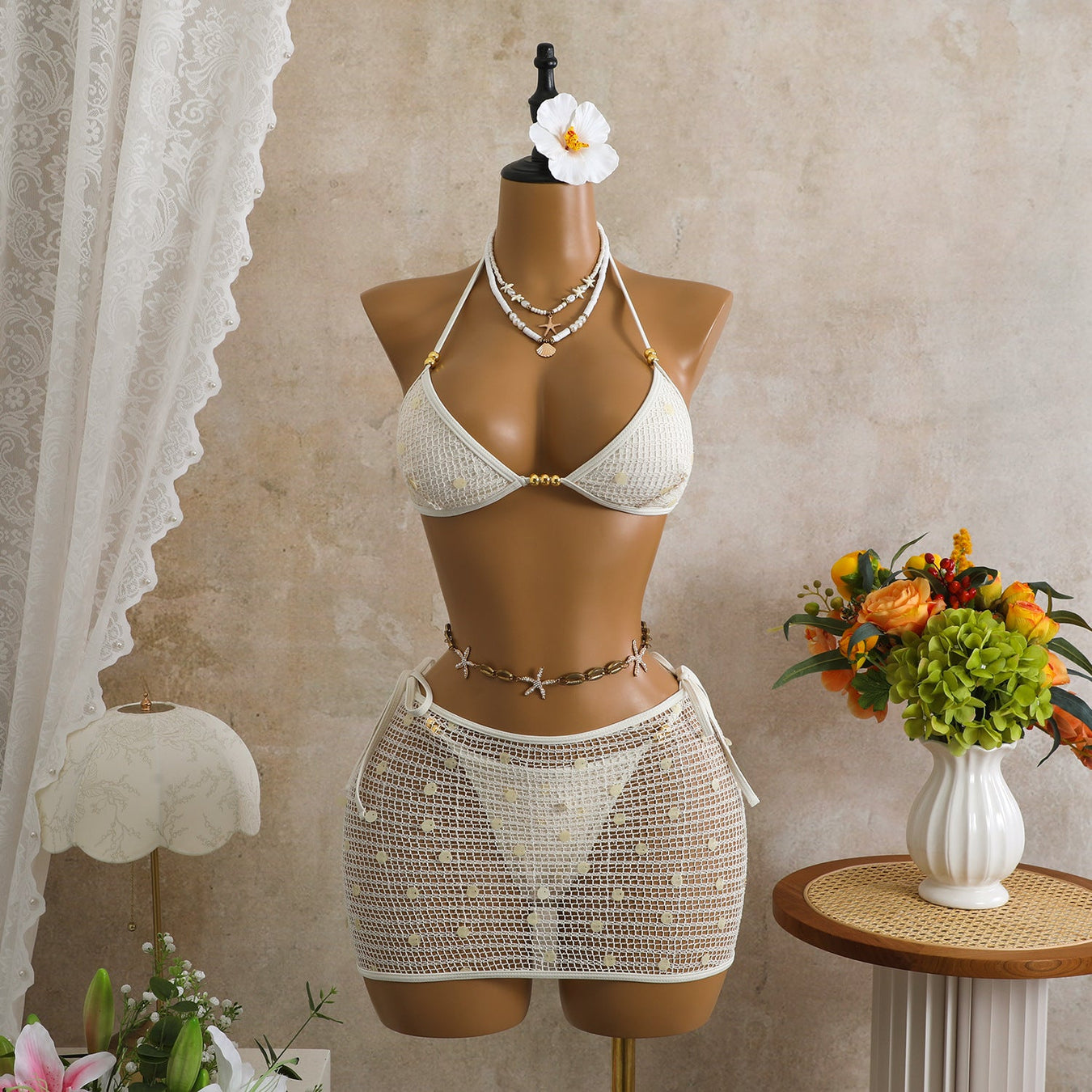 Retro Mesh Sequ Bikini Set