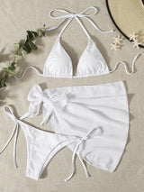 Solid Triangle Bandage Bikini Top