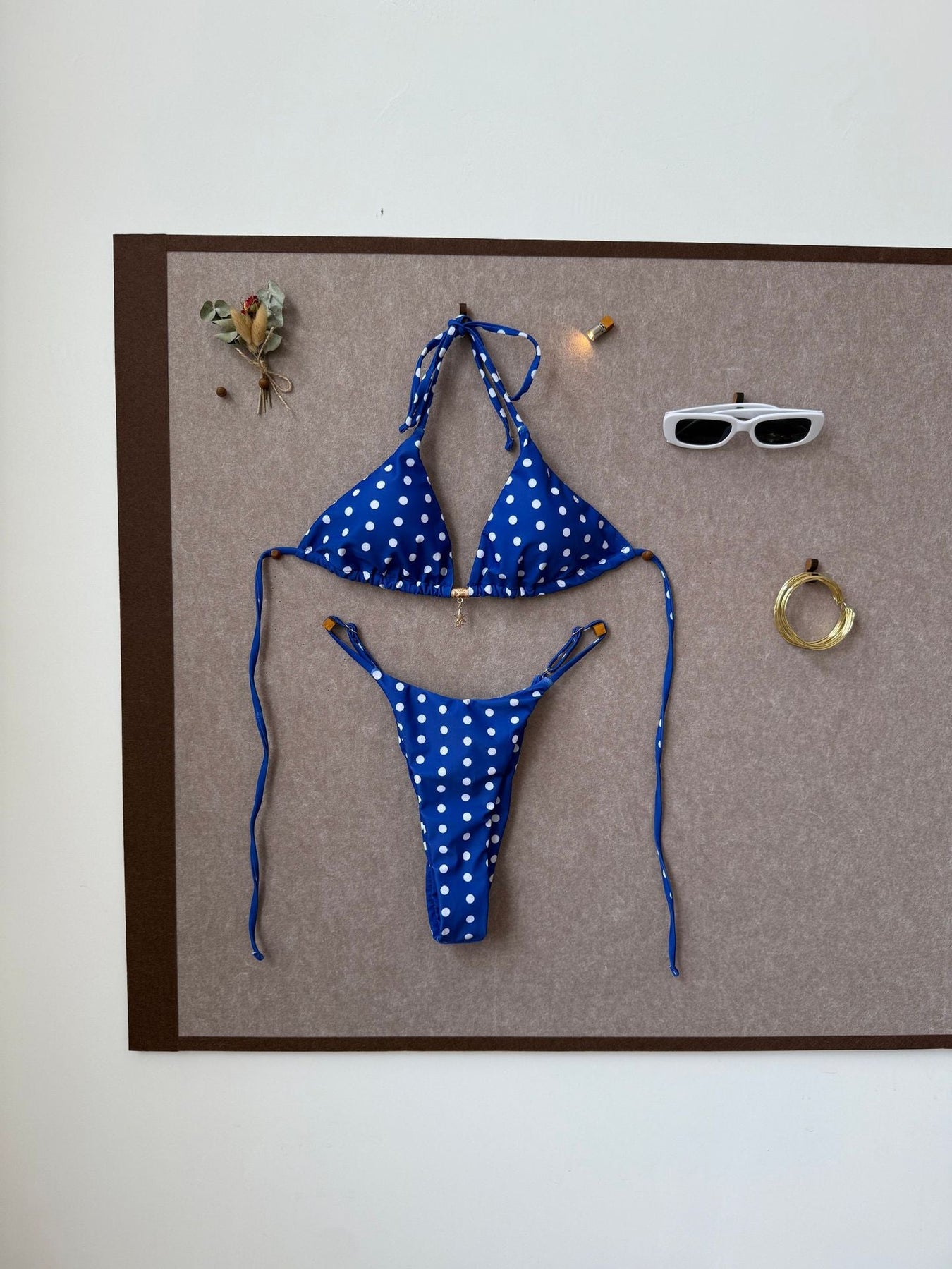 Strap Splicing Color Polka Dot Girl Bikini Set