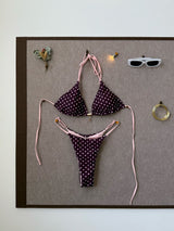 Strap Splicing Color Polka Dot Girl Bikini Set