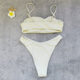 Tube with Diamond Solid Low Waist Bikini Top