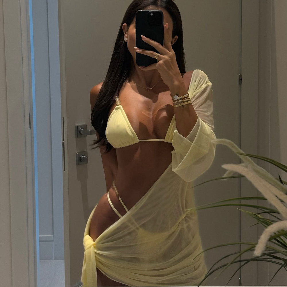 Solid Mini Low Waist Bikini Set