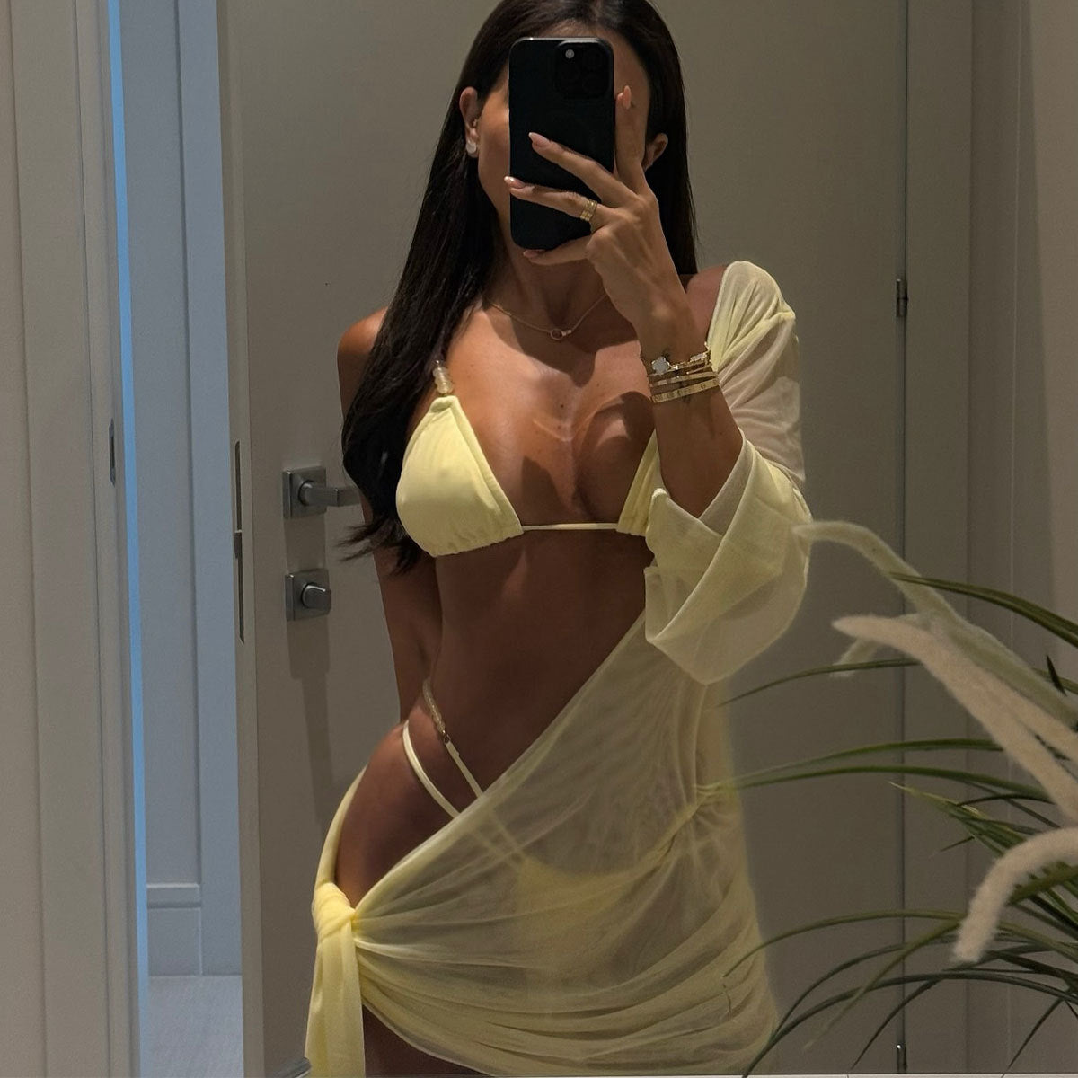 Solid Mini Low Waist Bikini Set