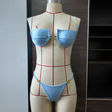 Solid Nylon Hard Cup Strap Bikini Set