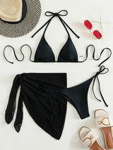 Solid Triangle Bandage Bikini Top