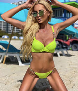 Gathering Steel Bracket Solid Bikini Crystal Diamond Beach Clothing