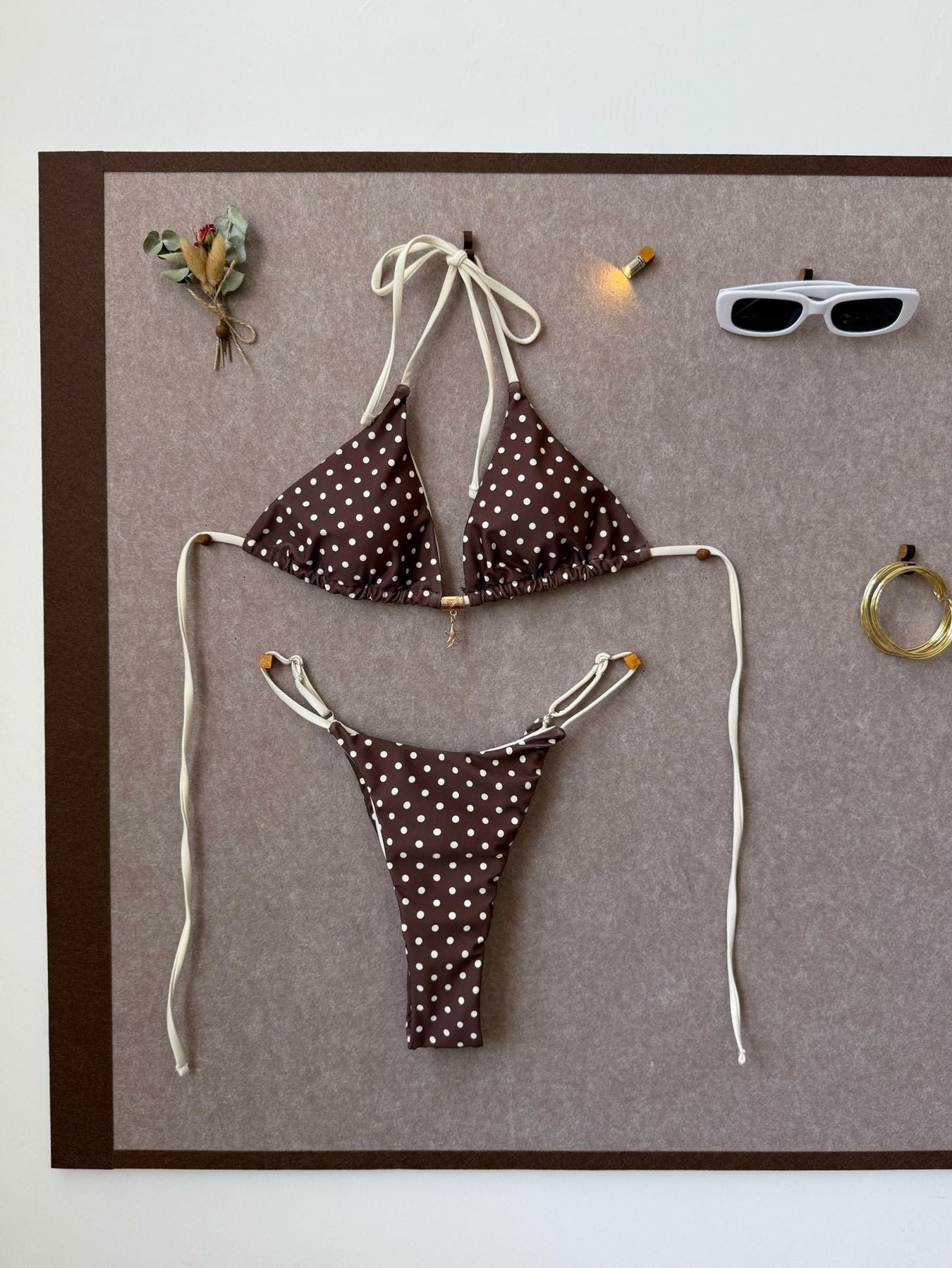 Strap Splicing Color Polka Dot Girl Bikini Set