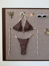 Strap Splicing Color Polka Dot Girl Bikini Set