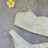 Tube with Diamond Solid Low Waist Bikini Top