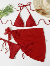 Solid Triangle Bandage Bikini Top