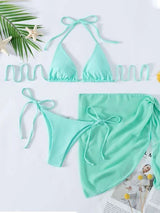 Solid Triangle Bandage Bikini Top