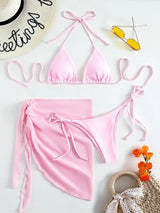 Solid Triangle Bandage Bikini Top