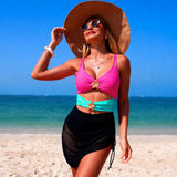 Color Matching Mesh Bikini One Piece Swimsuit