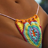 Hand Knitted Crocheted Banded Swimming Bikini Set