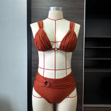 Solid Pleated Bikini Set