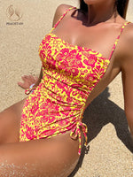 Pink Rose one piece swimsuit - Pink Swimsuit for Women - View 2