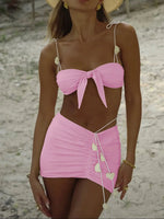 Stylish kelly three piece swimsuit