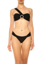 TWO PIECE BANDEAU TOP WITH ROUND BUCKLE BIKINI