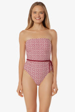 Belted Bandeau One-Piece - Bandeau Bikini for Women