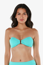 Swimsuit Bandeau Seafoam Aqua - Hook Back Tortoise Bandeau Seafoam Aqua