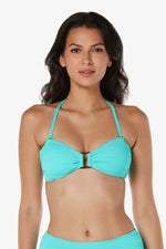 Swimsuit Bandeau Seafoam Aqua - Hook Back Tortoise Bandeau Seafoam Aqua - View 3